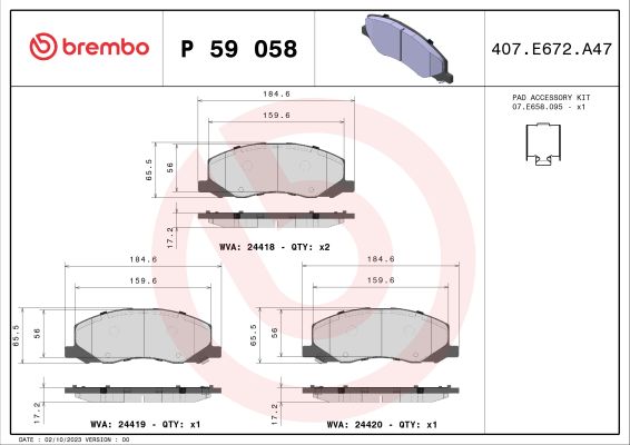 A.B.S. P 59 058 BREMBO Bremsbelagsatz, Scheibenbremse